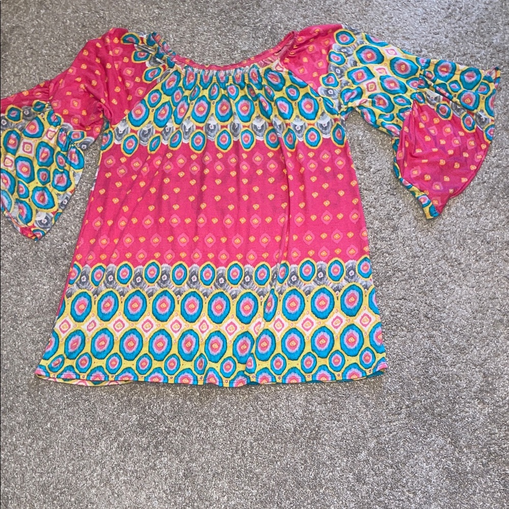 NWT! Colorful Bohemian Off-Shoulder Top, XL - Picture 3 of 6
